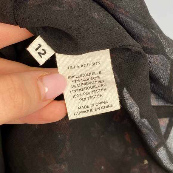 NWT Ulla Johnson Cecily Cosmos-Print Silk Lurex Mini Dress 12 Ruffle Cocktail Pa - Picture 4 of 15